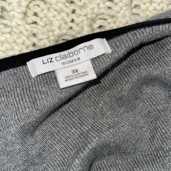 Liz Claiborne Black and Gray Knit Sweater cardigan cotton fabric size 3X - Picture 2 of 5